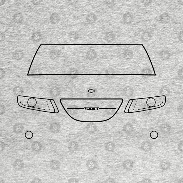 Saab 9-5 classic car black outline graphic by soitwouldseem